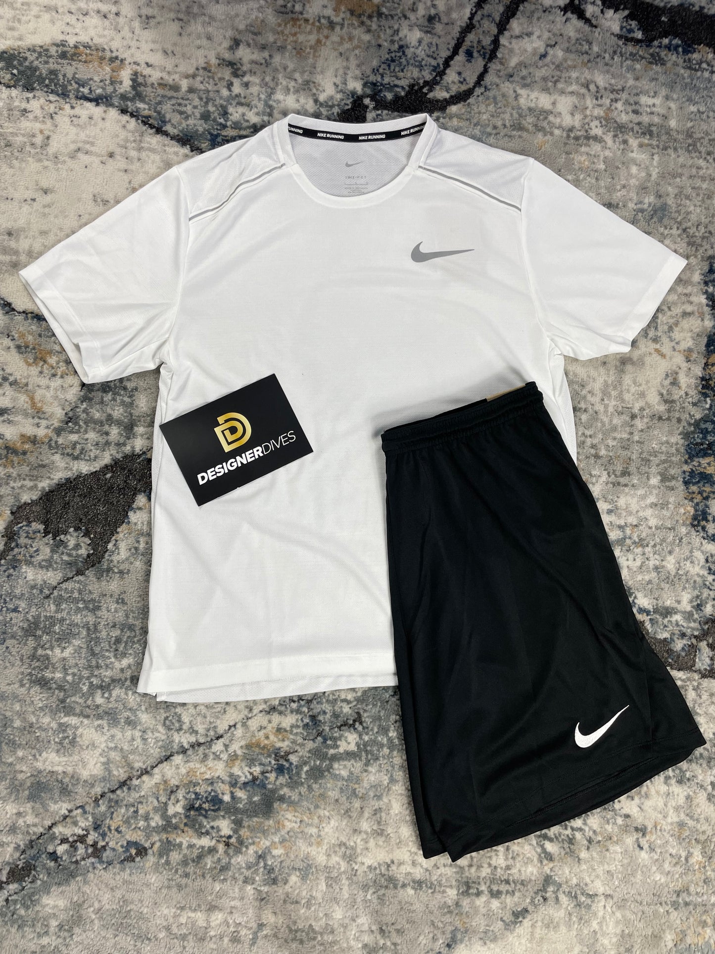 NIKE MILER 1.0 WHITE / BLACK SET - T-SHIRT / SHORTS