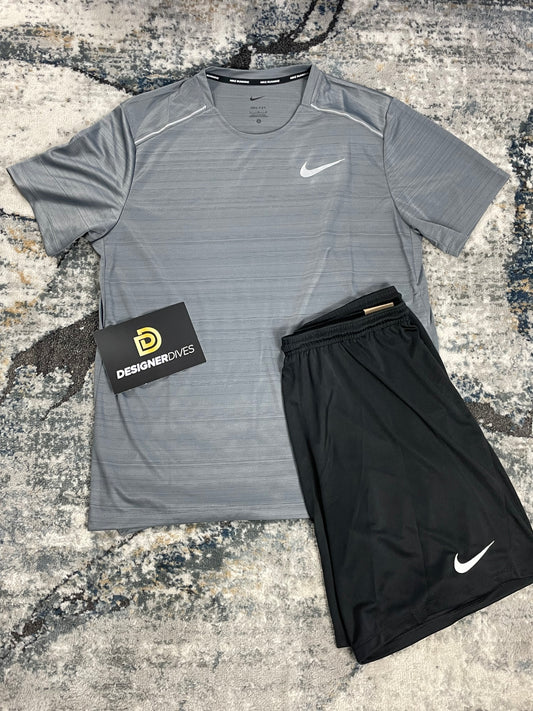 NIKE 1.0 MILER GREY SET - TSHIRT / SHORTS || ACTIVEWEAR FOR MEN