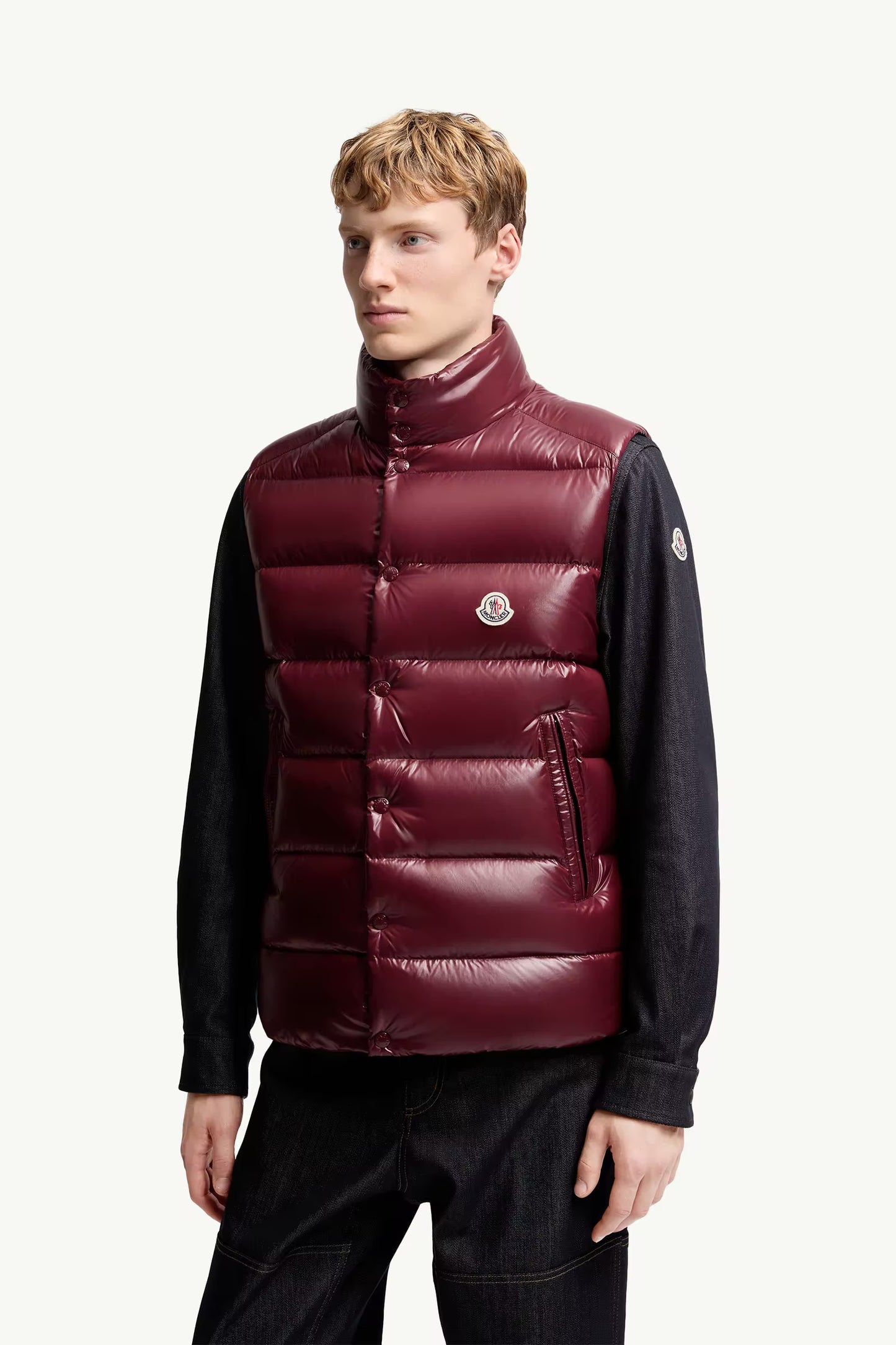 MONCLER TIBB DOWN GILET - BURGUNDY || DESIGNER JACKET