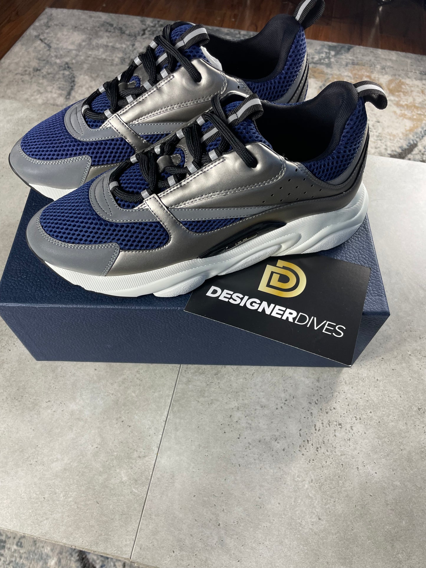 DIOR B22 - MESH SILVER & NAVY BLUE || SNEAKERS FOR MEN