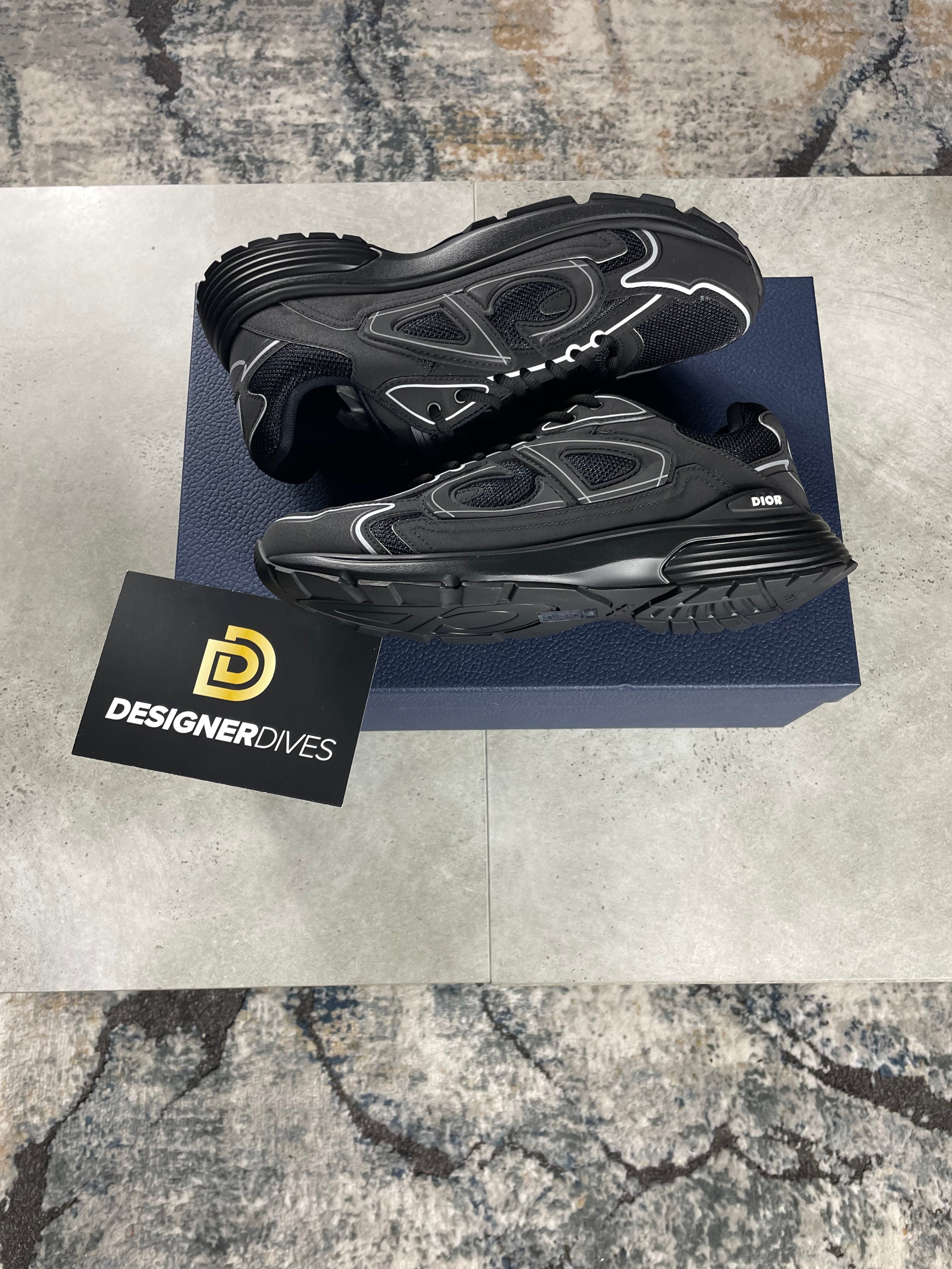 DIOR B30 TRAINERS TRIPLE BLACK SNEAKERS FOR MEN DesignerDives