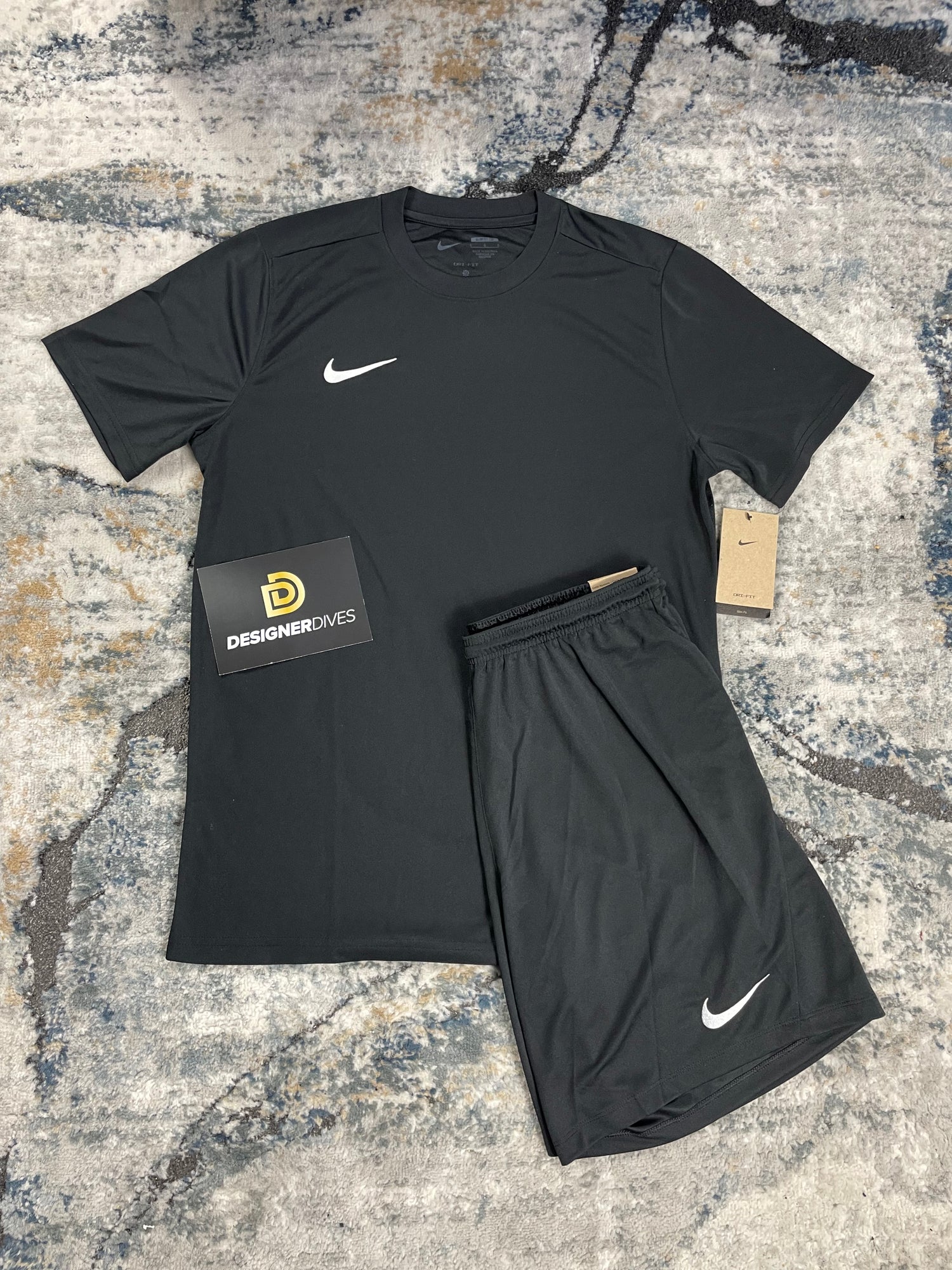 NIKE DRI FIT BLACK SET - T-SHIRT / SHORTS || ACTIVEWEAR FOR MEN