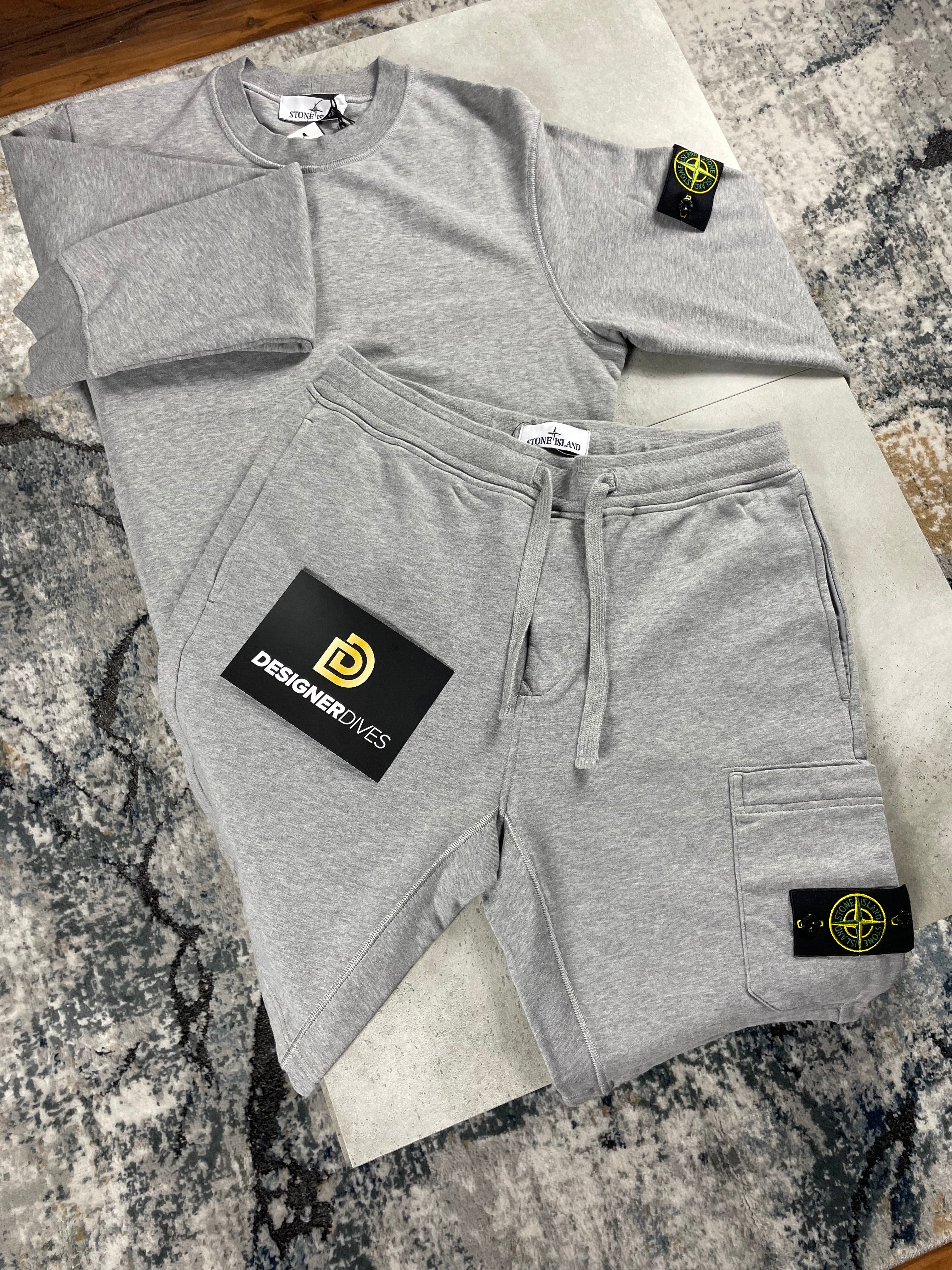 Mens grey stone island shorts online