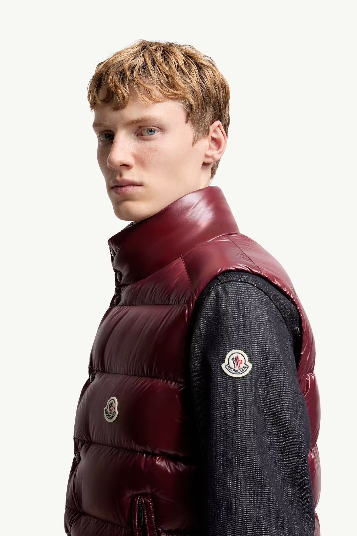 MONCLER TIBB DOWN GILET - BURGUNDY || DESIGNER JACKET