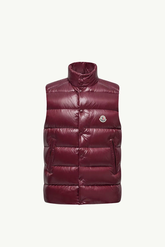 MONCLER TIBB DOWN GILET - BURGUNDY || DESIGNER JACKET