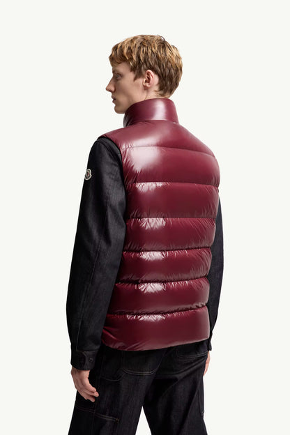 MONCLER TIBB DOWN GILET - BURGUNDY || DESIGNER JACKET