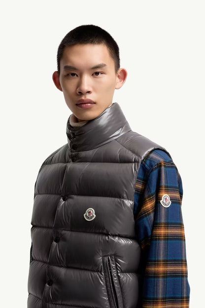 MONCLER TIBB DOWN GILET - GREY || DESIGNER JACKET