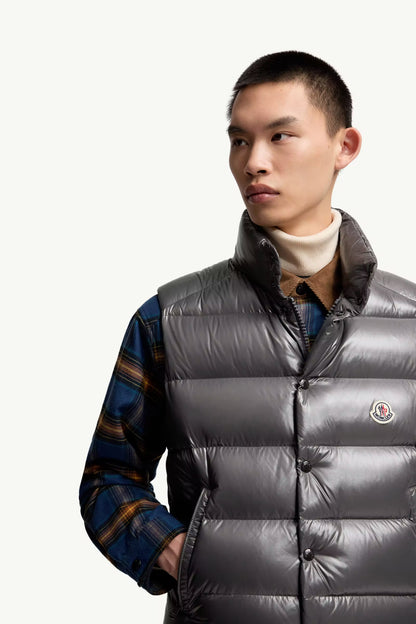 MONCLER TIBB DOWN GILET - GREY || DESIGNER JACKET